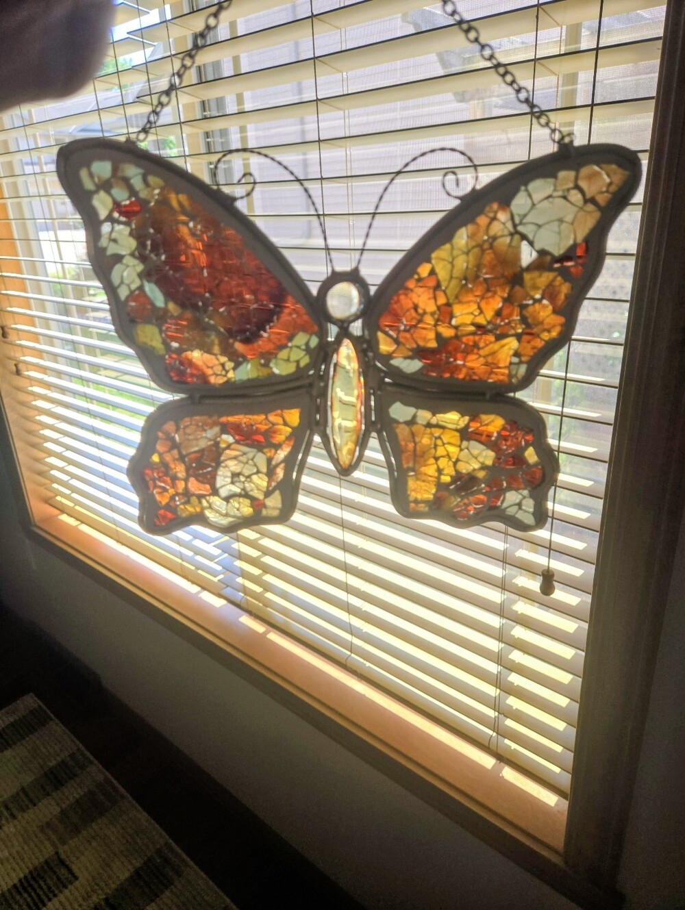 AMIA Studios Handcrafted Broken Glass/Mosaic Hanging Butterfly Suncatcher